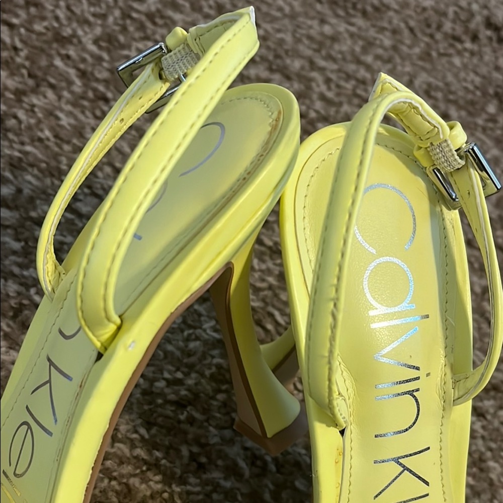 Calvin Klein Braided Yellow Heels - Picture 9 of 10